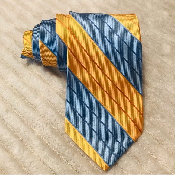 Ted Baker Other - Ted Baker Yellow Striped Hand Tailored Silk Tie